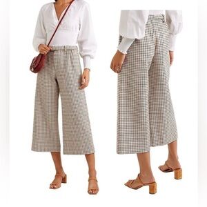 MAJE PARIS Women’s Pants Houndstooth Tweed Wide Leg Pants Cropped Trouser Fit
